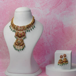 Detachable Antique Gold Lakshmi Temple Necklace Set