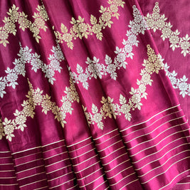 Maroon Raw Mango Saree With Matching Blouse