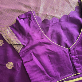 Purple Mashru Satin Saree With Matching Blouse