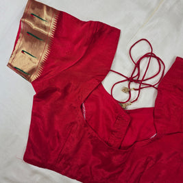 White Dola Paithani with Red Blouse