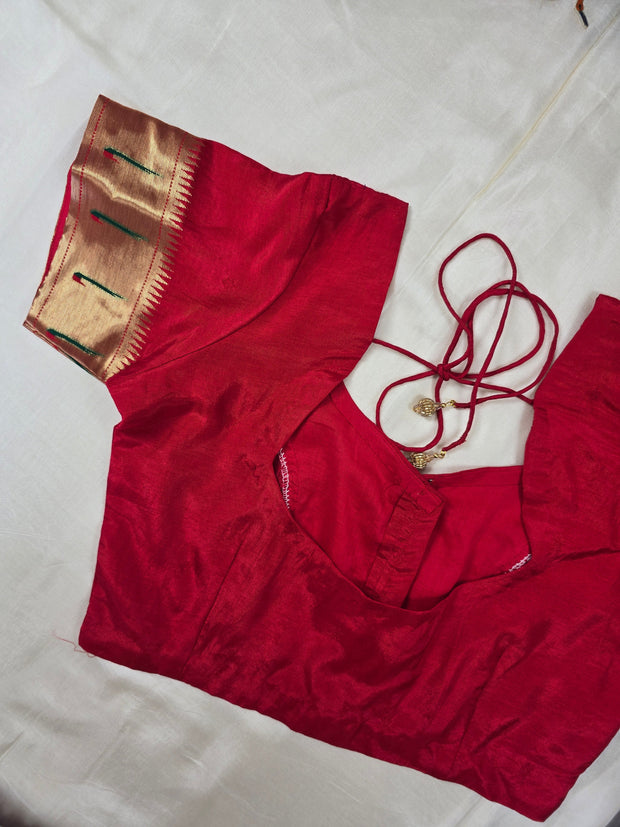 White Dola Paithani with Red Blouse