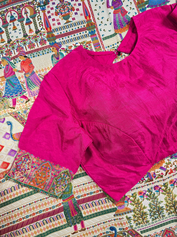 White Munga Silk Saree With Pink Blouse