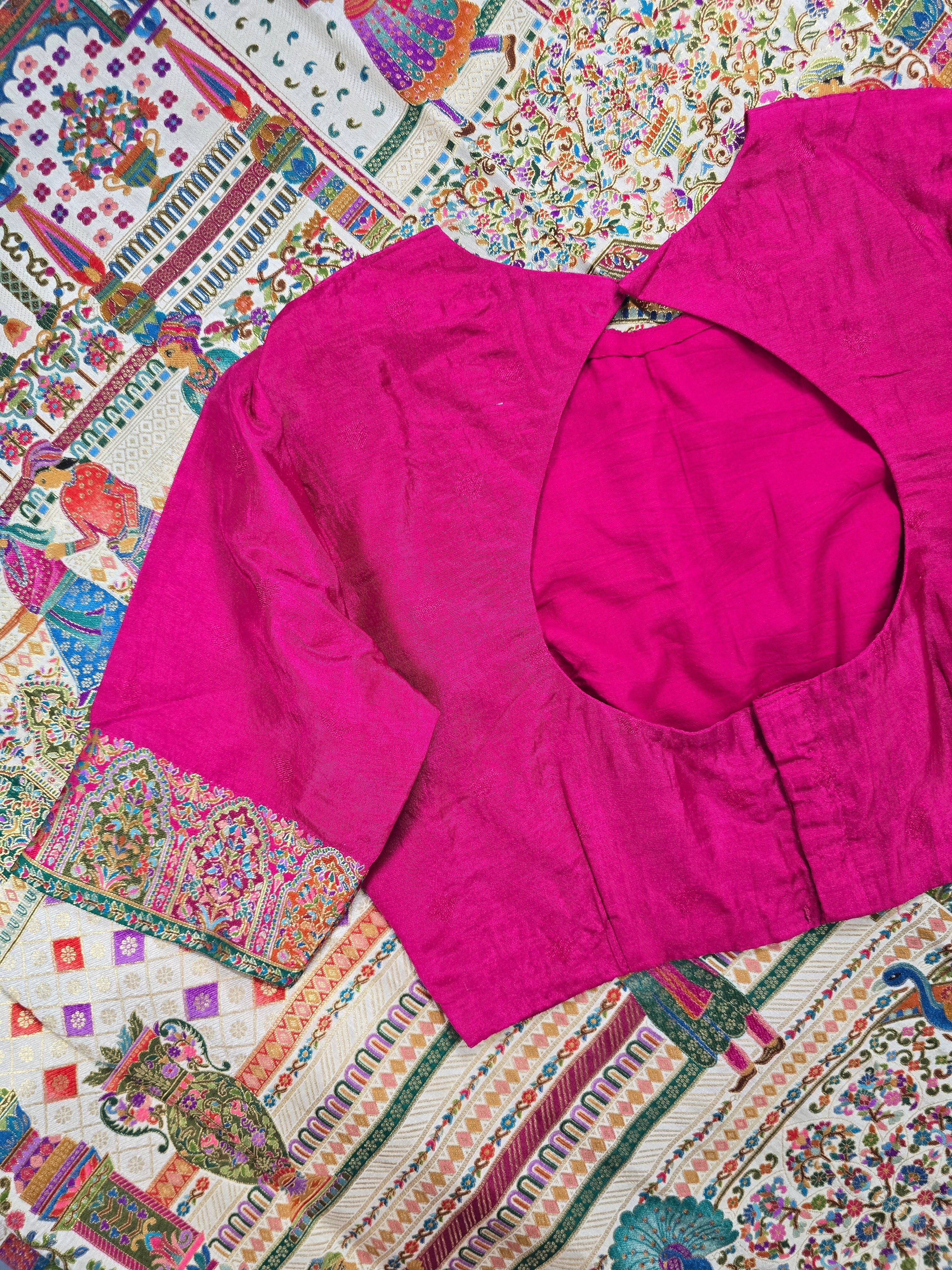 White Munga Silk Saree With Pink Blouse