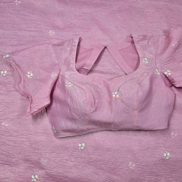 Pink Crush Chiffon Saree with Matching Blouse