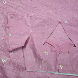 Pink Crush Chiffon Saree with Matching Blouse