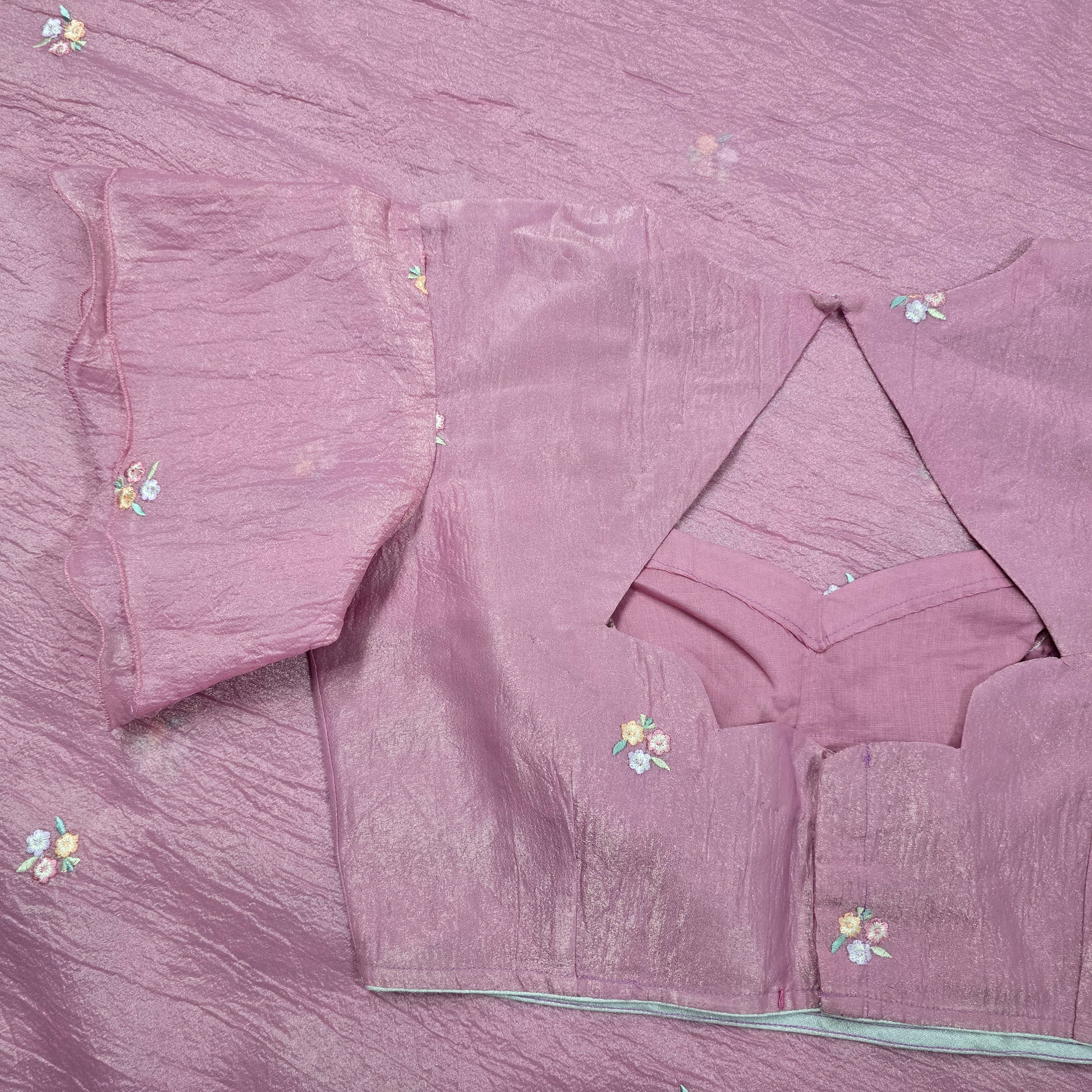 Pink Crush Chiffon Saree with Matching Blouse