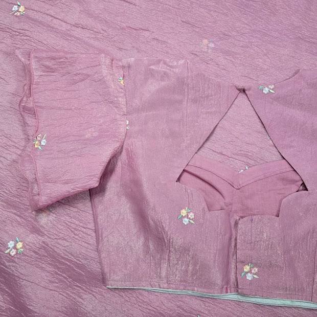 Pink Crush Chiffon Saree with Matching Blouse