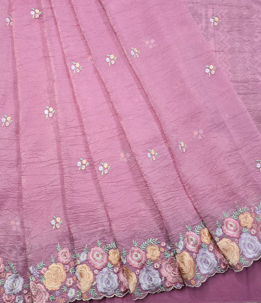 Pink Crush Chiffon Saree with Matching Blouse