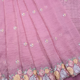 Pink Crush Chiffon Saree with Matching Blouse