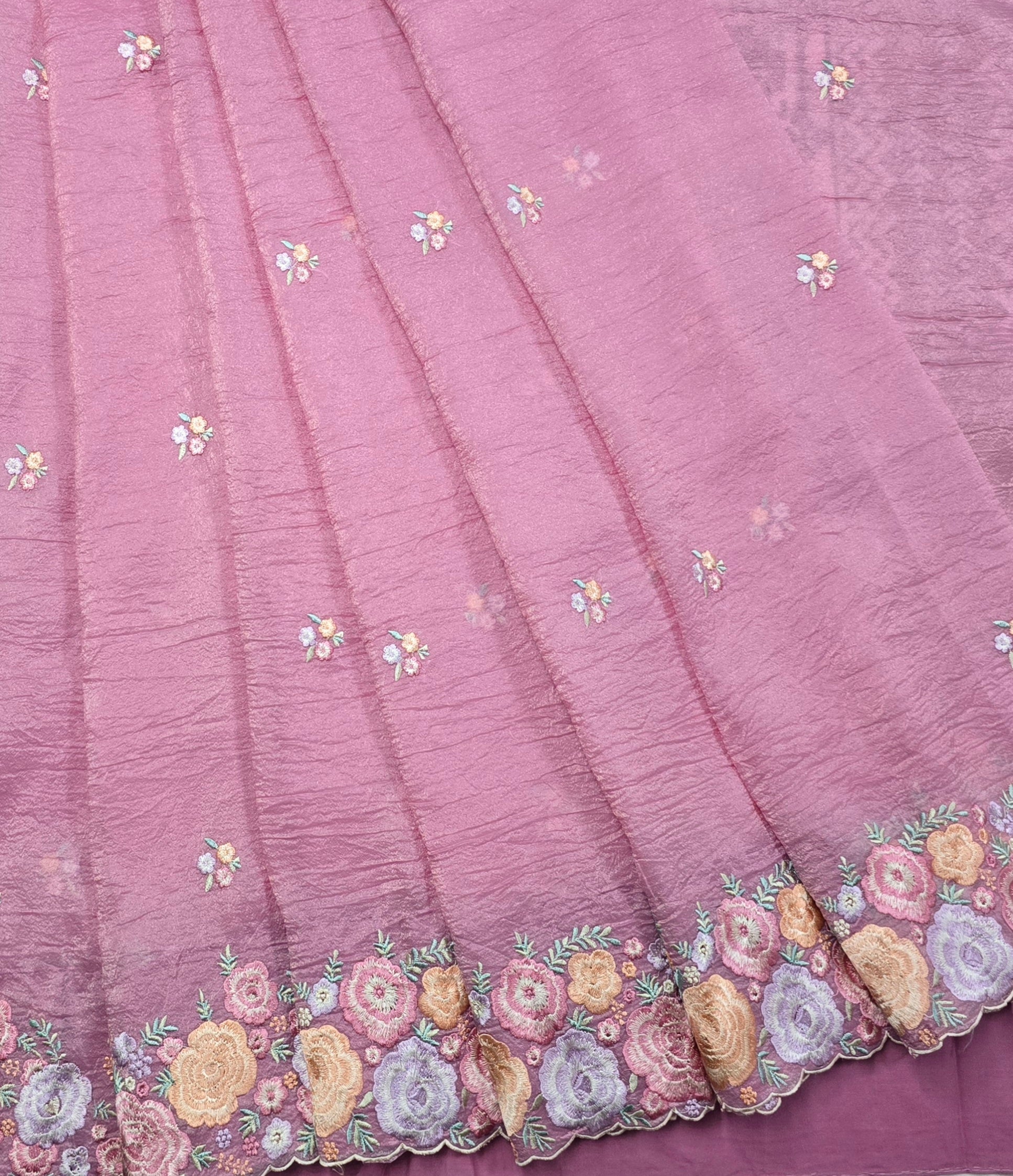 Pink Crush Chiffon Saree with Matching Blouse