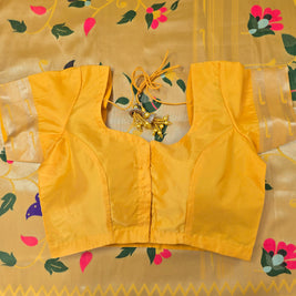 Golden Yellow Semi Paithani Saree with Matching Blouse