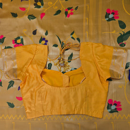 Golden Yellow Semi Paithani Saree with Matching Blouse