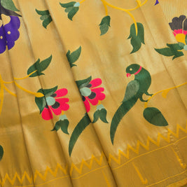 Golden Yellow Semi Paithani Saree with Matching Blouse