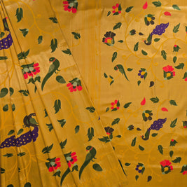 Golden Yellow Semi Paithani Saree with Matching Blouse