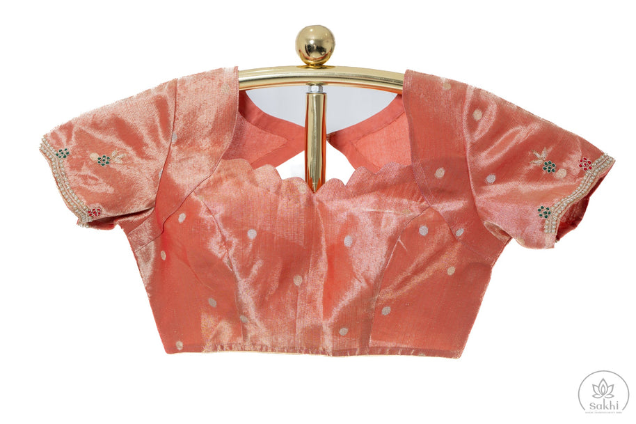 Red Kota Tissue Saree with Matching Blouse