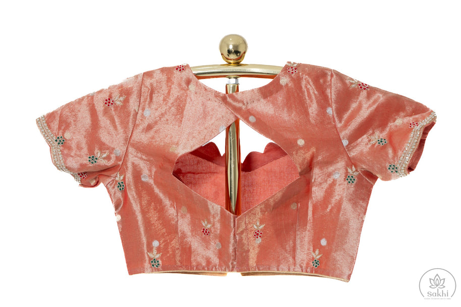Red Kota Tissue Saree with Matching Blouse