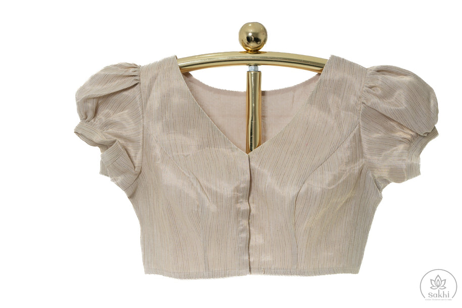 Off-White Linen Organza Saree with Matching Blouse