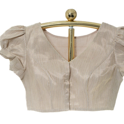 Off-White Linen Organza Saree with Matching Blouse
