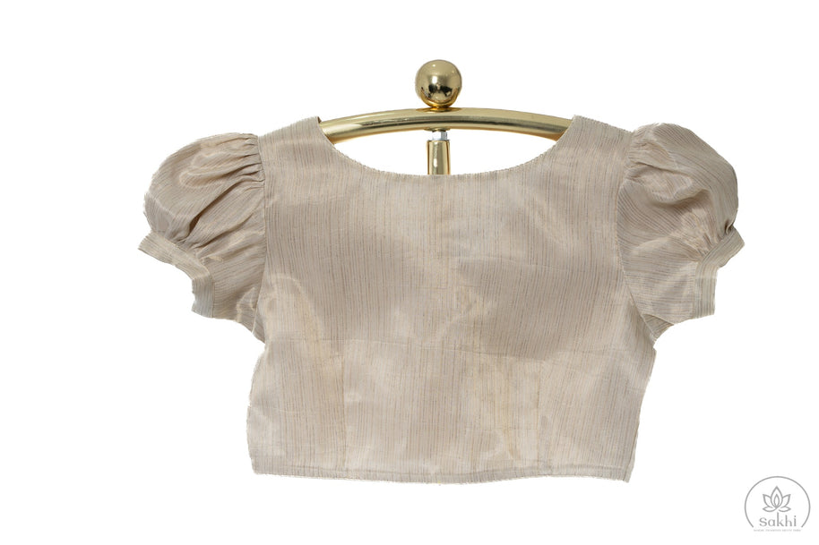 Off-White Linen Organza Saree with Matching Blouse