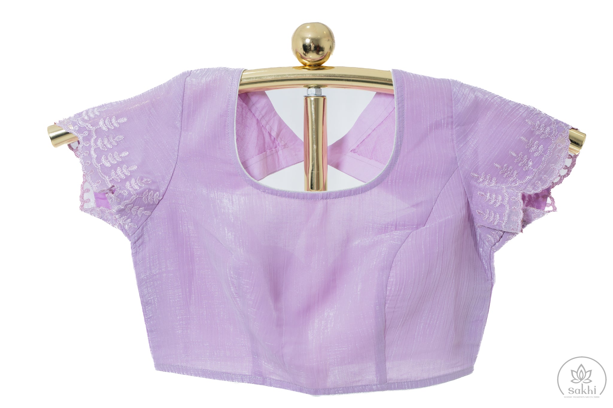 Lilac Crush Chiffon Saree with Delicate Threaded Scallop Border
