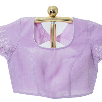 Lilac Crush Chiffon Saree with Delicate Threaded Scallop Border