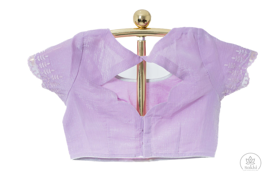 Lilac Crush Chiffon Saree with Delicate Threaded Scallop Border