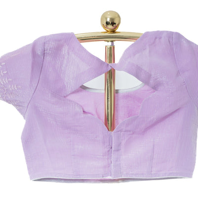 Lilac Crush Chiffon Saree with Delicate Threaded Scallop Border