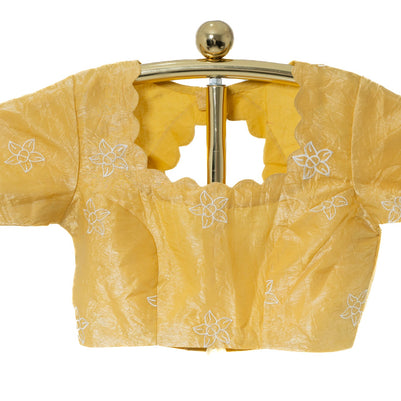 Yellow Crush Crape Saree with Matching Blouse