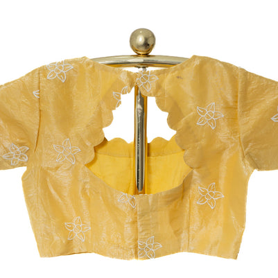 Yellow Crush Crape Saree with Matching Blouse