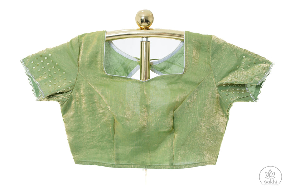 Green Crush Chiffon Saree with Matching Blouse