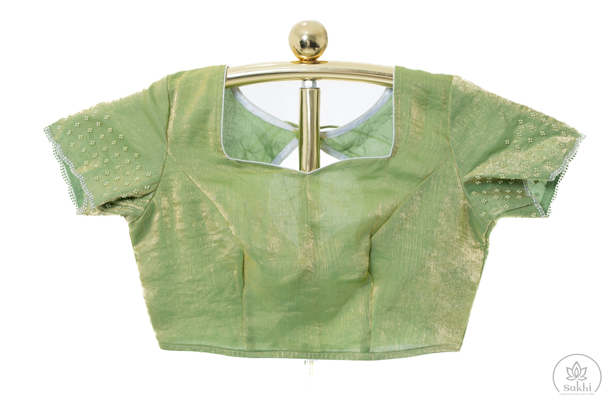 Green Crush Chiffon Saree with Matching Blouse