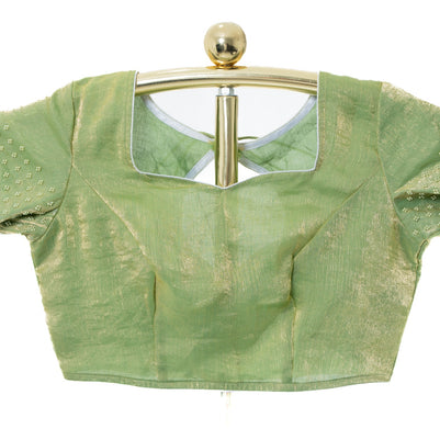 Green Crush Chiffon Saree with Matching Blouse