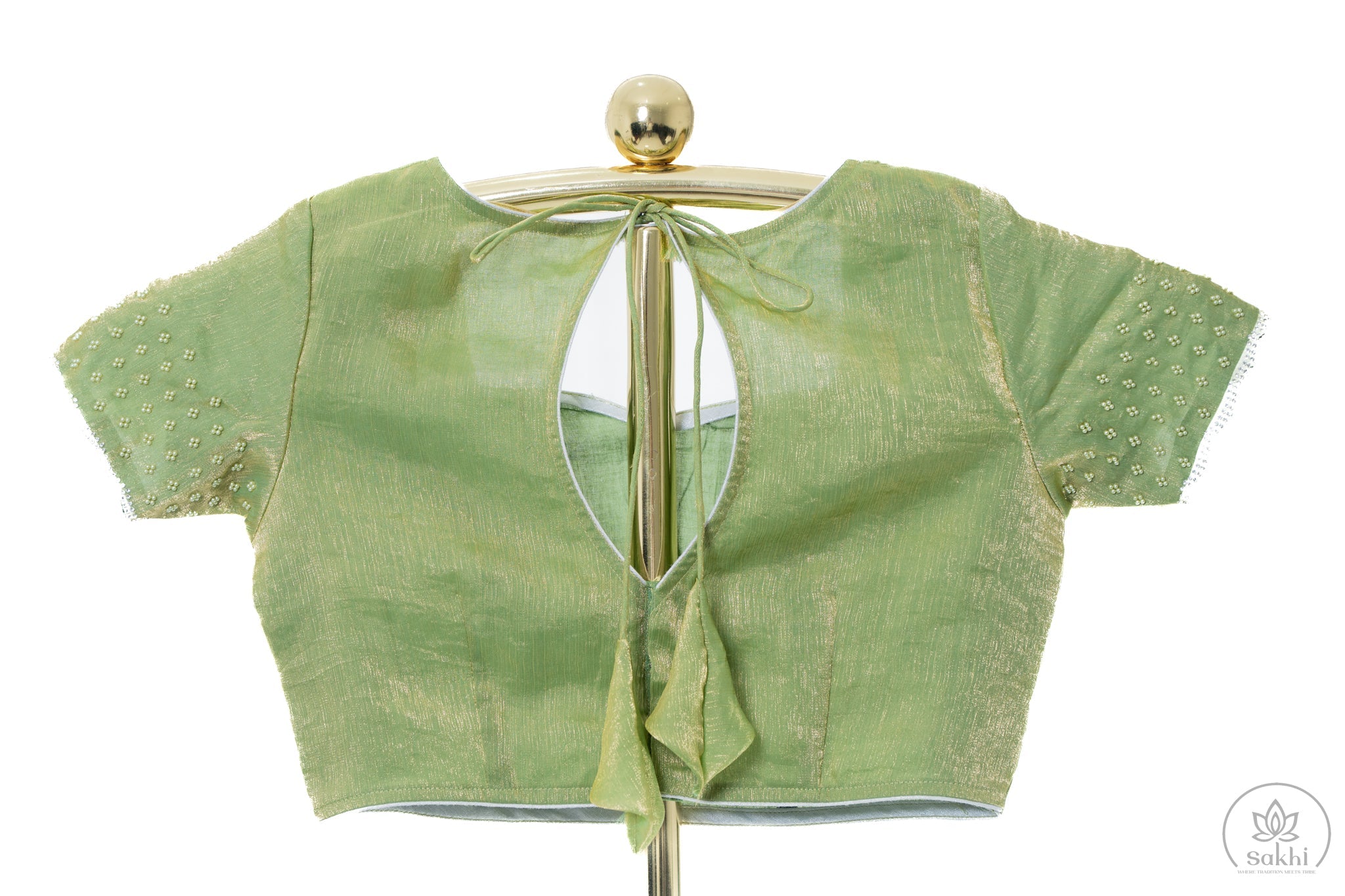 Green Crush Chiffon Saree with Matching Blouse