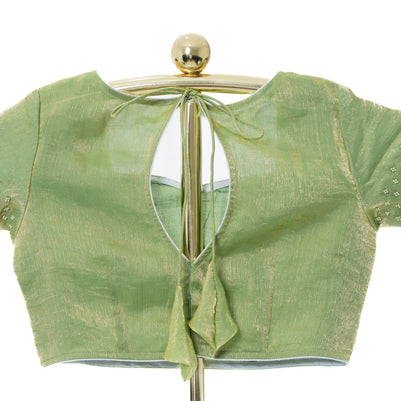 Green Crush Chiffon Saree with Matching Blouse