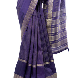 Purple Maslin Silk Saree with Pink Blouse