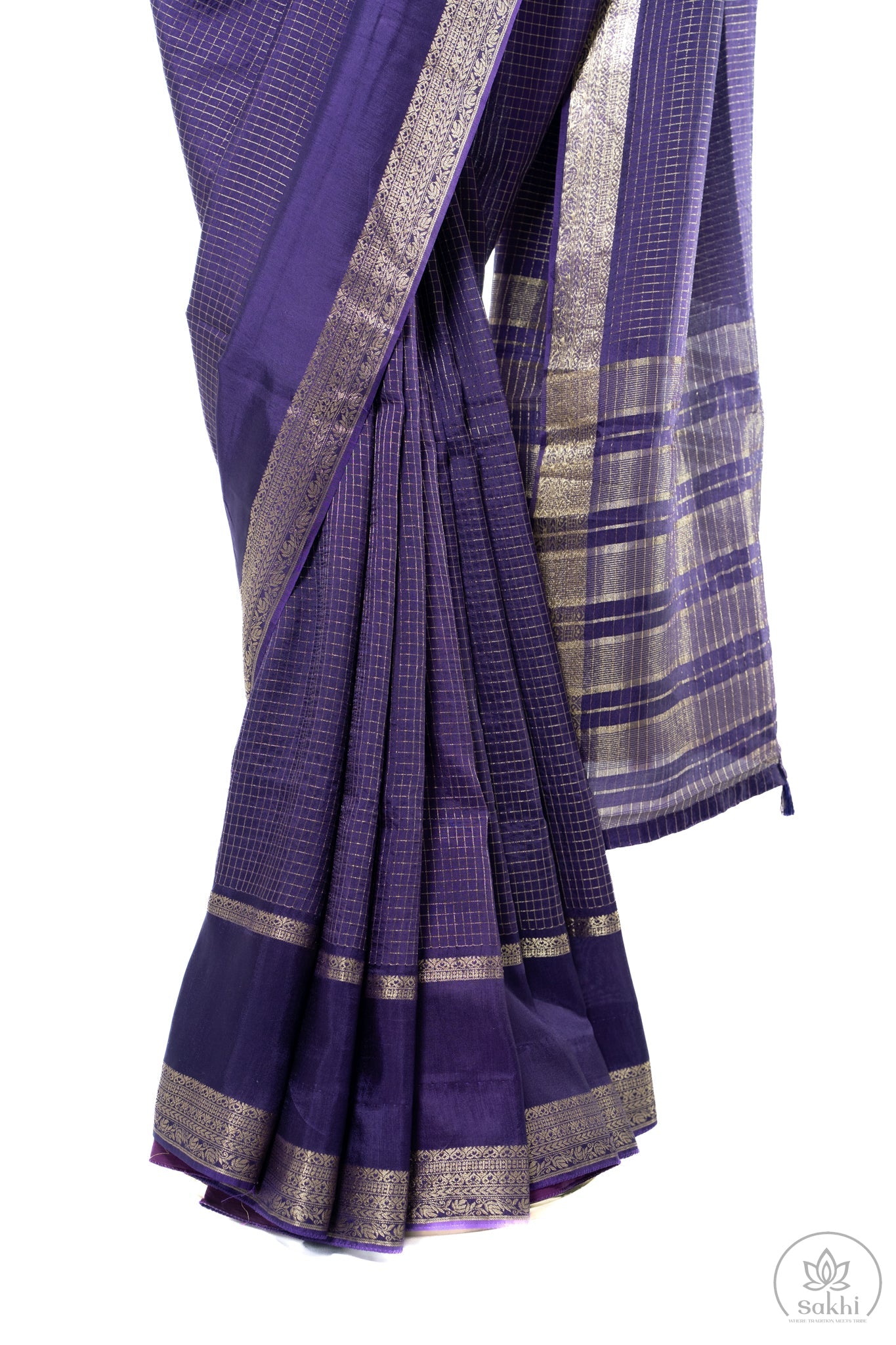 Purple Maslin Silk Saree with Pink Blouse
