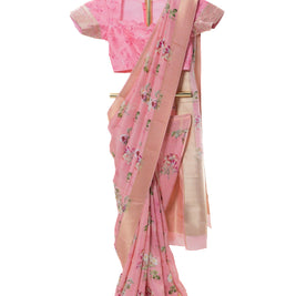 Baby Pink Georgette Saree with Matching Blouse