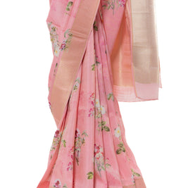 Baby Pink Georgette Saree with Matching Blouse