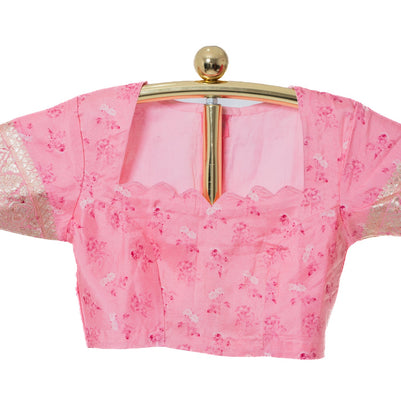 Baby Pink Georgette Saree with Matching Blouse