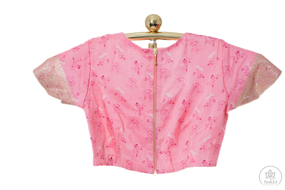 Baby Pink Georgette Saree with Matching Blouse