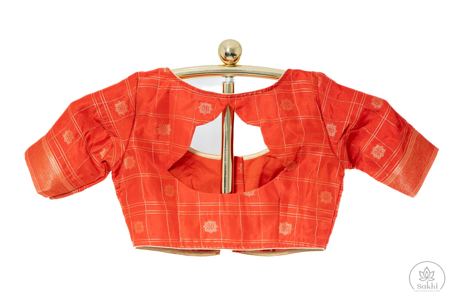 Black Maslin Silk Saree with Orange Blouse