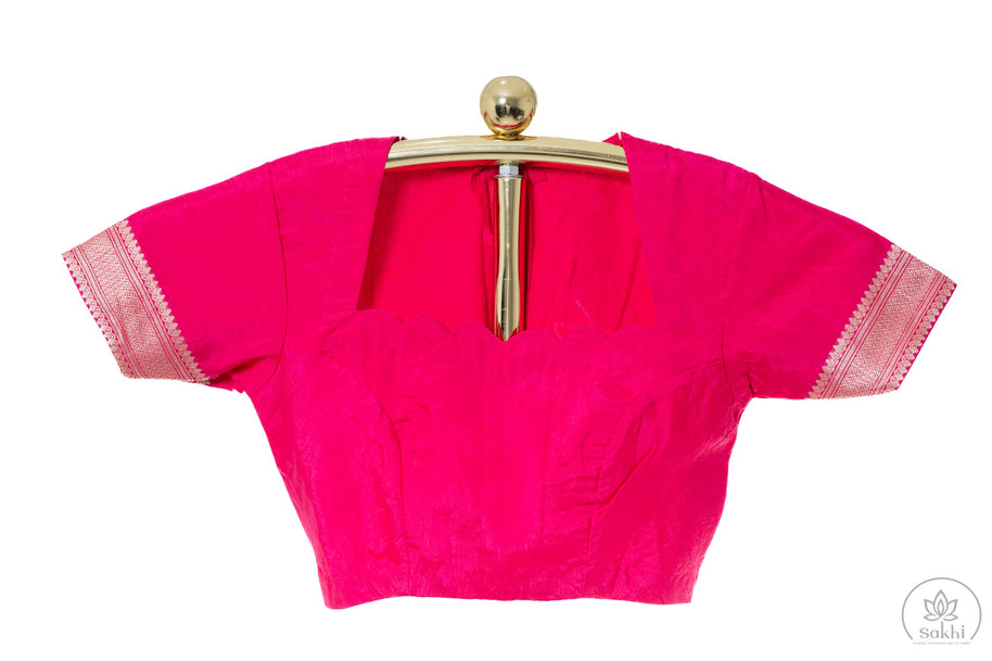 Pink Raw Mango Saree with Matching Blouse