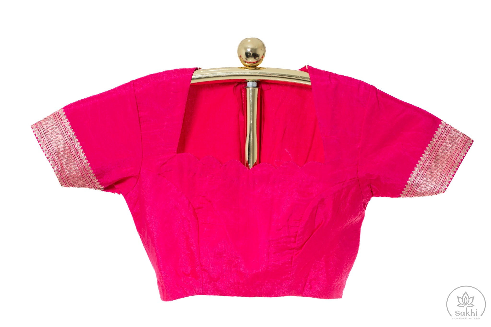 Pink Raw Mango Saree with Matching Blouse