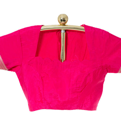 Pink Raw Mango Saree with Matching Blouse