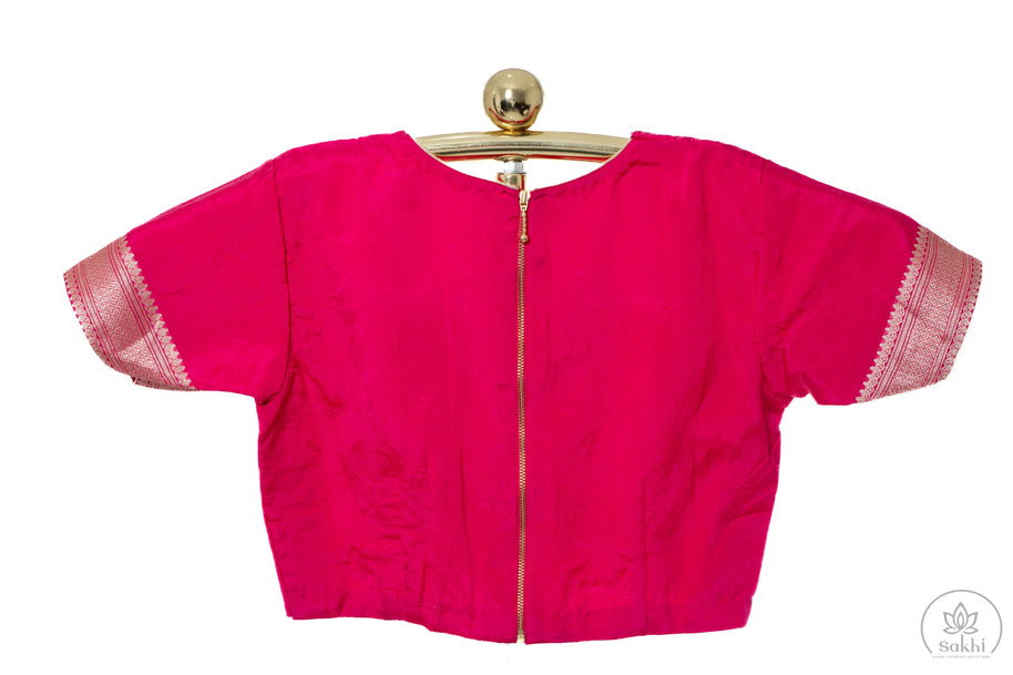 Pink Raw Mango Saree with Matching Blouse