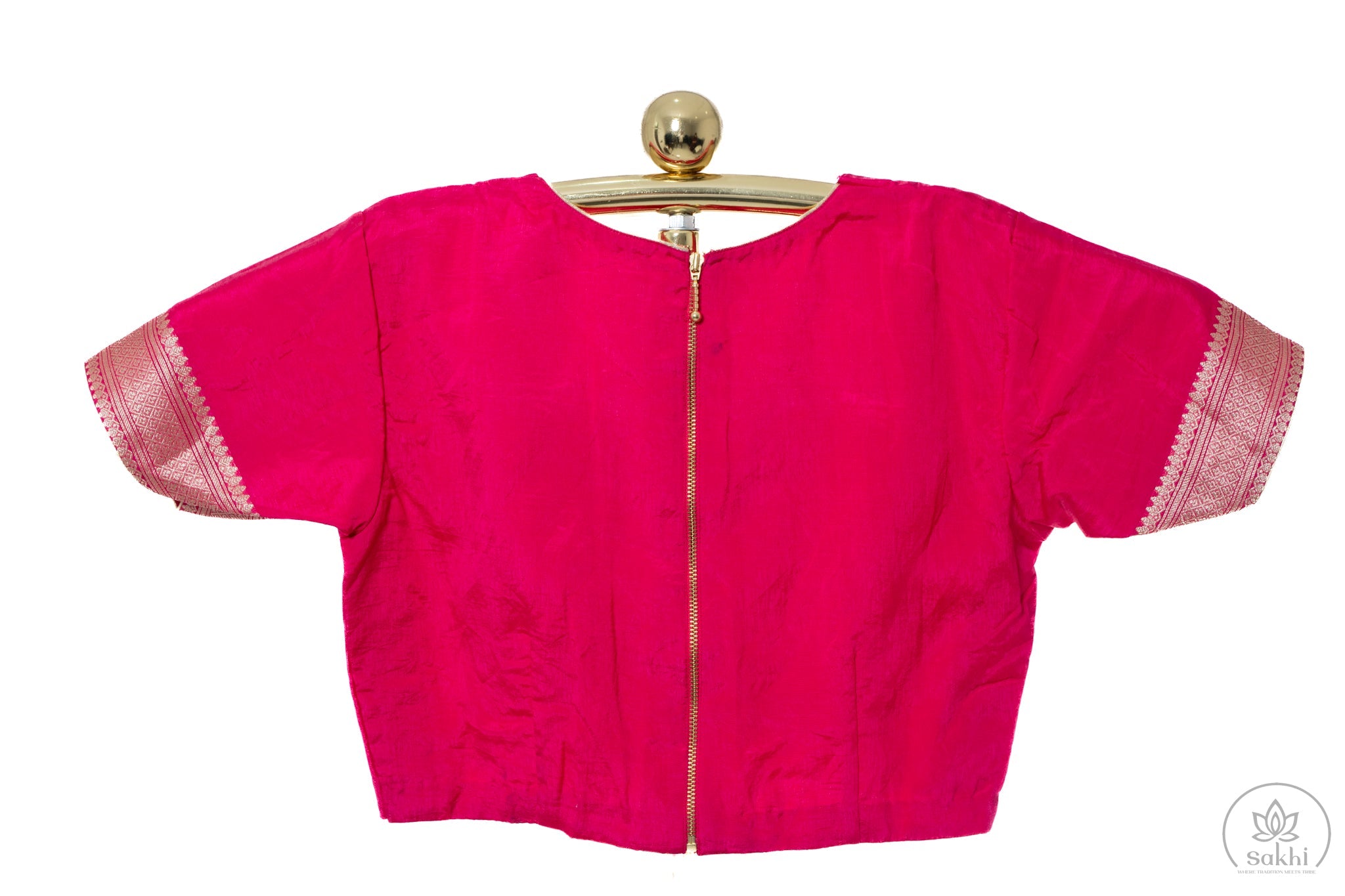 Pink Raw Mango Saree with Matching Blouse