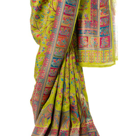 Green Munga Silk Saree With Matching Blouse