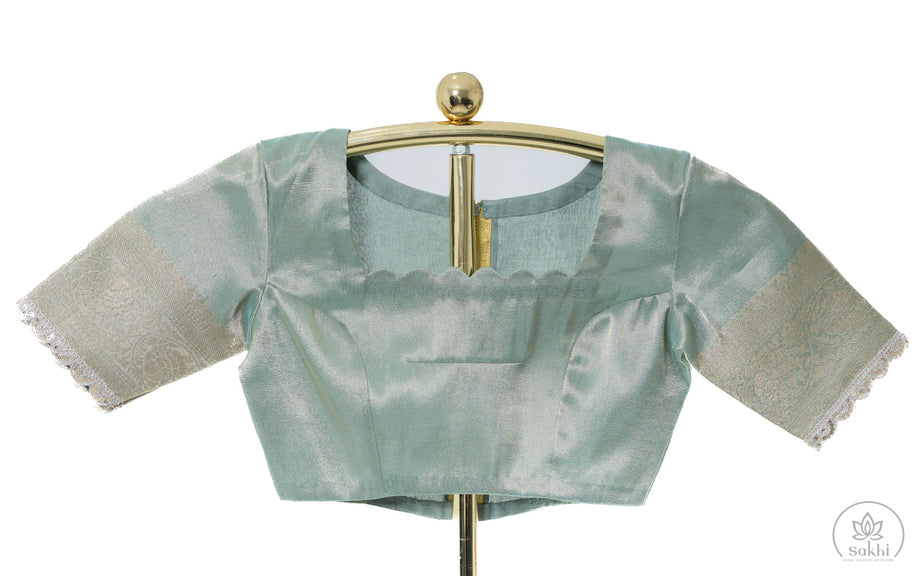 Teal Organza Saree with Matching Blouse