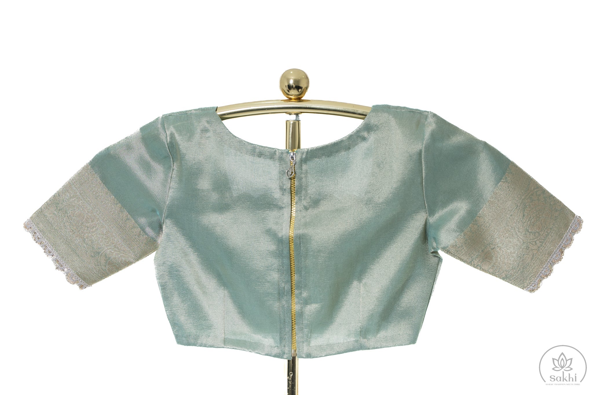Teal Organza Saree with Matching Blouse