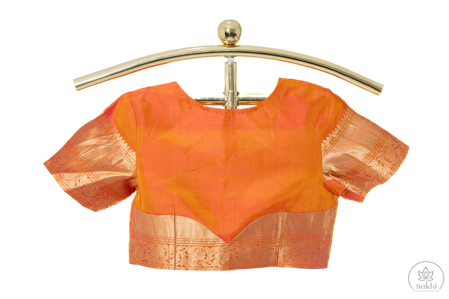 Rust Orange Pure Kanjivaram Silk Saree with Matching Blouse